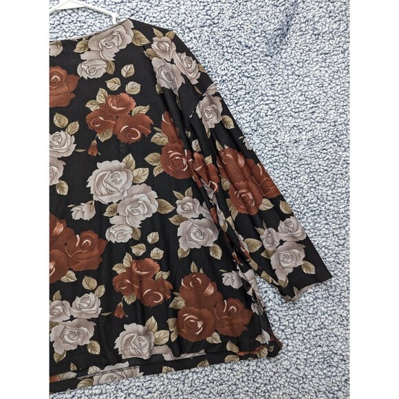 VTG Express Top Size M Boho 90s Dark Floral Fairy Grunge Relaxed Fit Goth Black - Picture 8 of 12